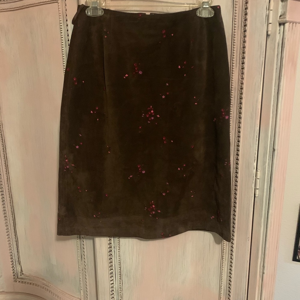 Vintage Ann Taylor brown leather skirt size 2